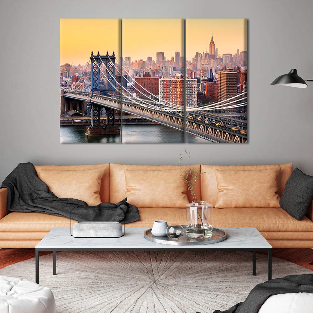 Amazon.co.jp: シティービュー リビングルーム ブルックリン橋 絵画